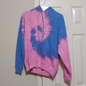 Blue and Pink Swirl tie dye hoodie
